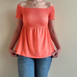 Babydoll Top Empire Waist Off Shoulder Orange Rue 21 Women Small
